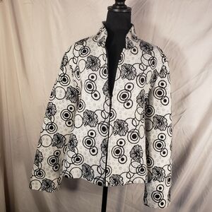 Stylish Bala Bala Black and White Women's Wool Blend Jacket - XL